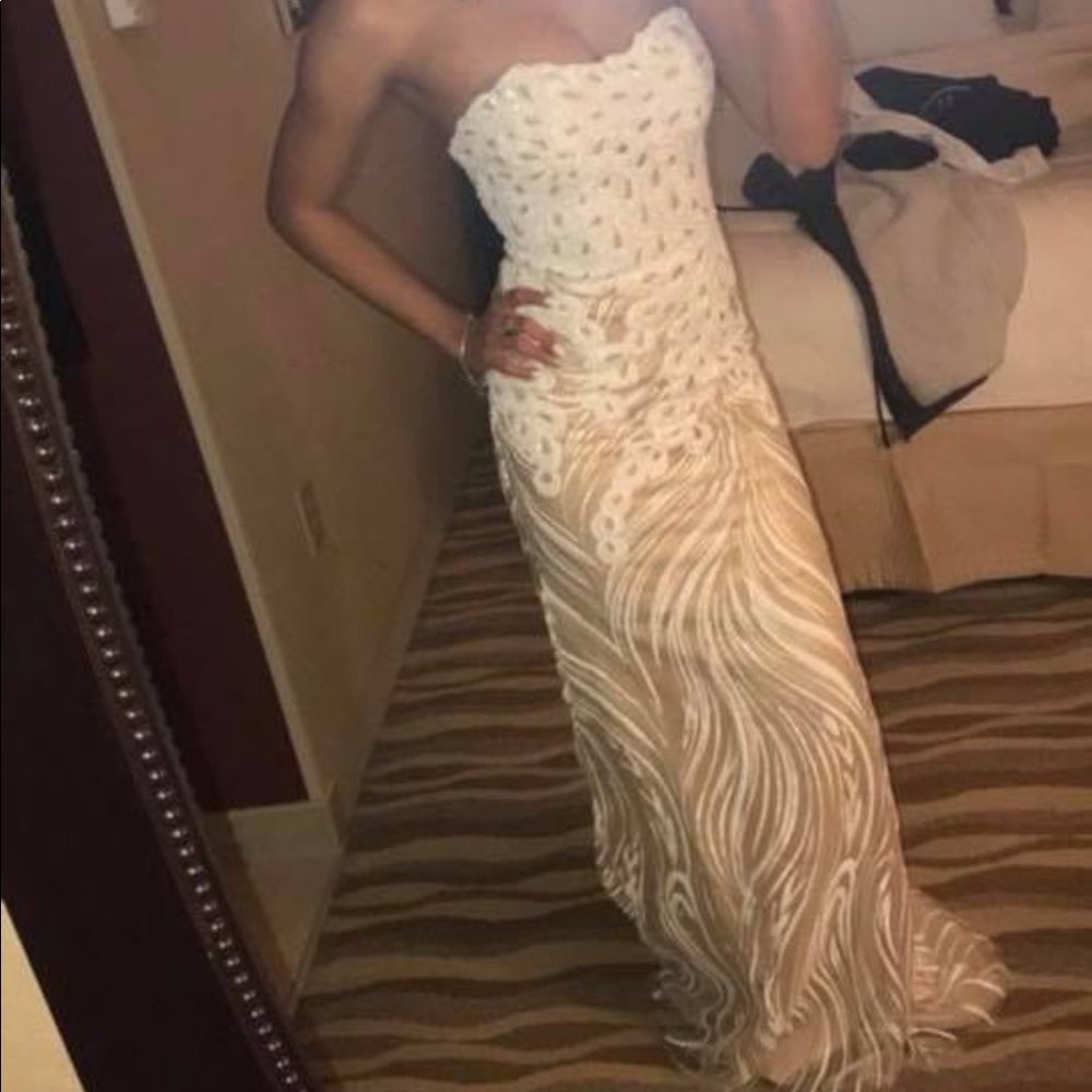 Off white and nude dress.